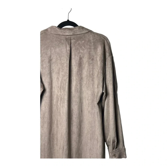 1314.‎ EASEL LONG SLEEVE FAUX SUEDE TRENCH LENGTH SHACKET SIZE LARGE OVERSIZED - Picture 8 of 10